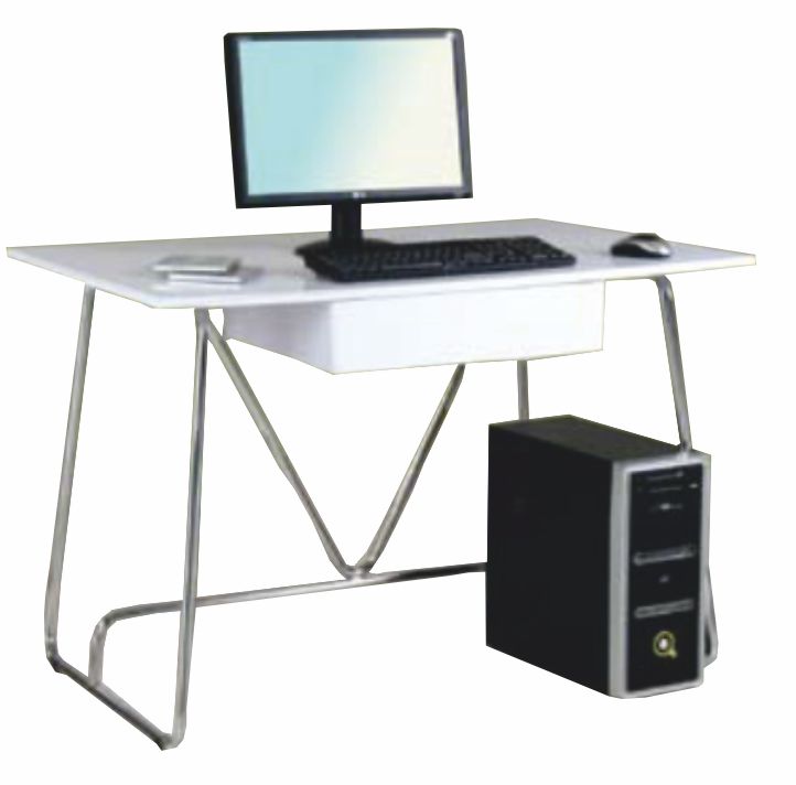 PC stôl, biela/extra vysoký lesk, na bielom pozadí, EDGAR PC stôl, biela/extra vysoký lesk, na bielom pozadí, EDGAR