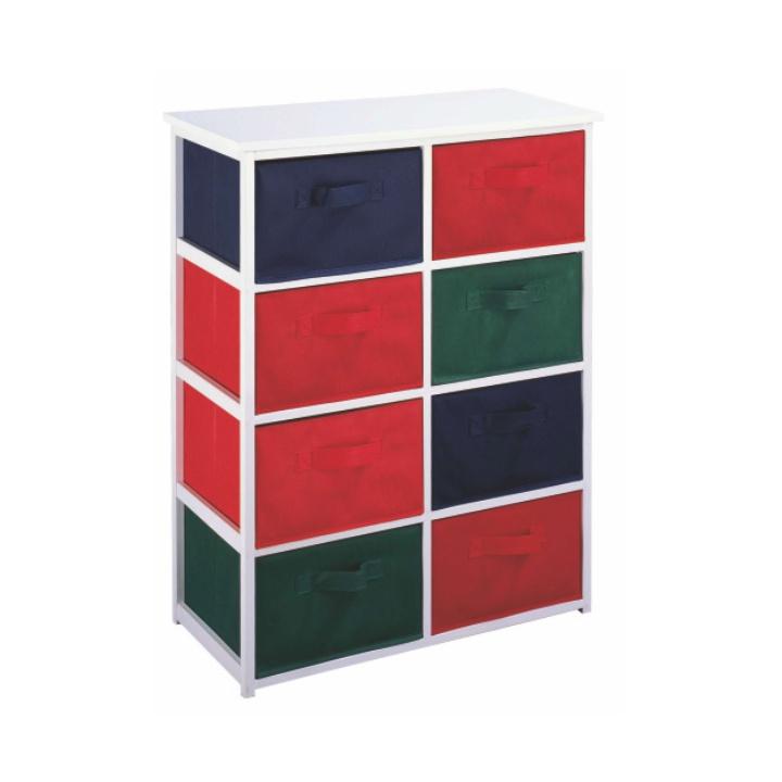 Viacúčelová komoda s úložnými boxami z látky, biely rám/farebné boxy, COLOR 95 Viacúčelová komoda s úložnými boxami z látky, biely rám/farebné boxy, COLOR 95