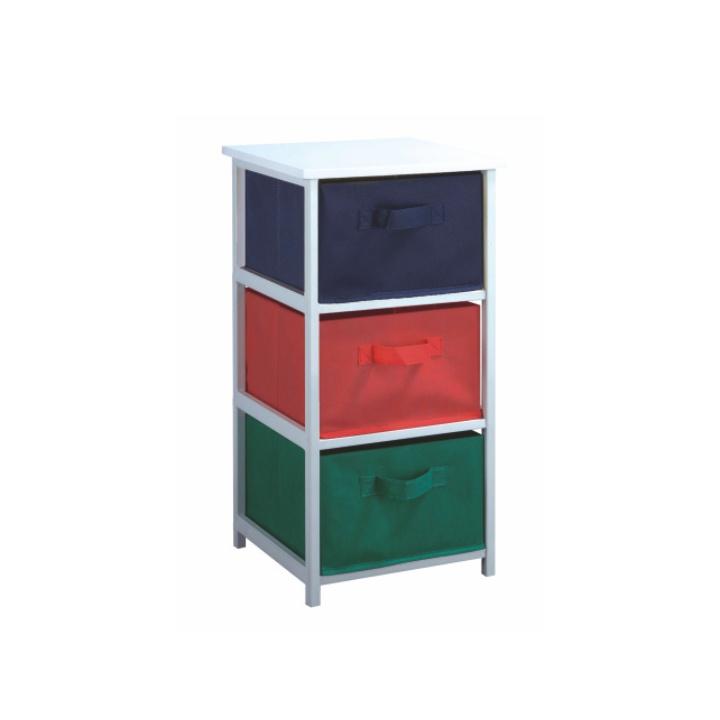 Viacúčelová komoda s úložnými boxami z látky, biely rám/farebné boxy, COLOR 94 Viacúčelová komoda s úložnými boxami z látky, biely rám/farebné boxy, COLOR 94
