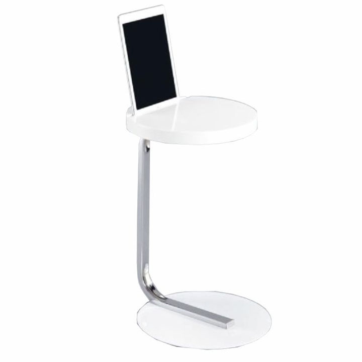 Príručný stolík na tablet, biela lesk, MILANA, na bielom pozadí Príručný stolík na tablet, biela lesk, MILANA, na bielom pozadí