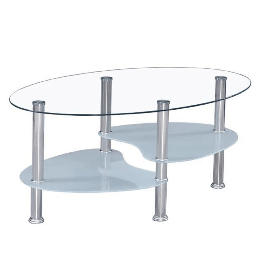 Konferenčný stolík, oceľ/číre sklo/mliečne sklá, WAVE NEW