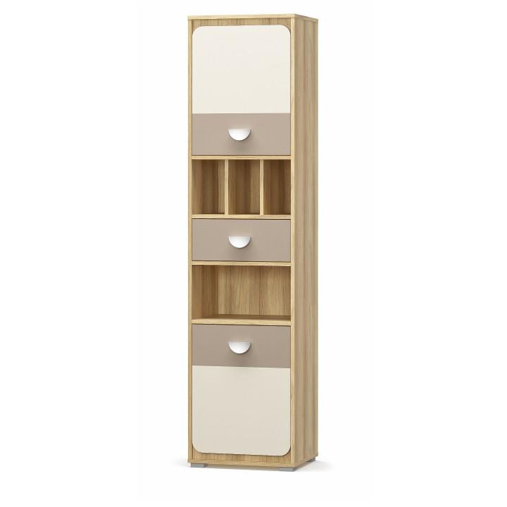 Regál 2D1S/50, DTD laminovaná, dub jačmenný/champagne/capucino, na bielom pozadí, LOTTY Regál 2D1S/50, DTD laminovaná, dub jačmenný/champagne/capucino, na bielom pozadí, LOTTY