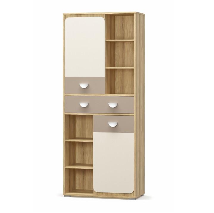 Regál 2D1S/80, DTD laminovaná, dub jačmenný/champagne/capucino, na bielom pozadí, LOTTY Regál 2D1S/80, DTD laminovaná, dub jačmenný/champagne/capucino, na bielom pozadí, LOTTY