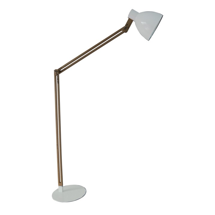 Stojacia lampa, hliník biela/drevo, CINDA Typ 19 YF6044 Stojacia lampa, hliník biela/drevo, CINDA Typ 19 YF6044