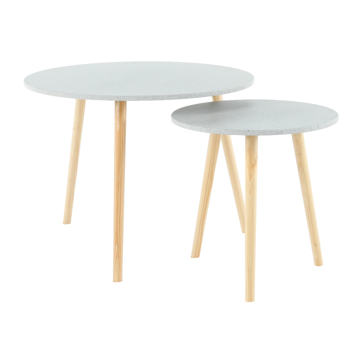 Set dvoch príručných stolíkov, mramorový efekt/drevo natural, LIRAN 2V1 Set dvoch príručných stolíkov, mramorový efekt/drevo natural, LIRAN 2V1