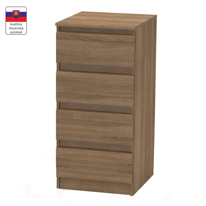 4 šuplíková komoda, bardolino tmavé, DTD laminovaná, na bielom pozadí, HANY 009 4 šuplíková komoda, bardolino tmavé, DTD laminovaná, na bielom pozadí, HANY 009